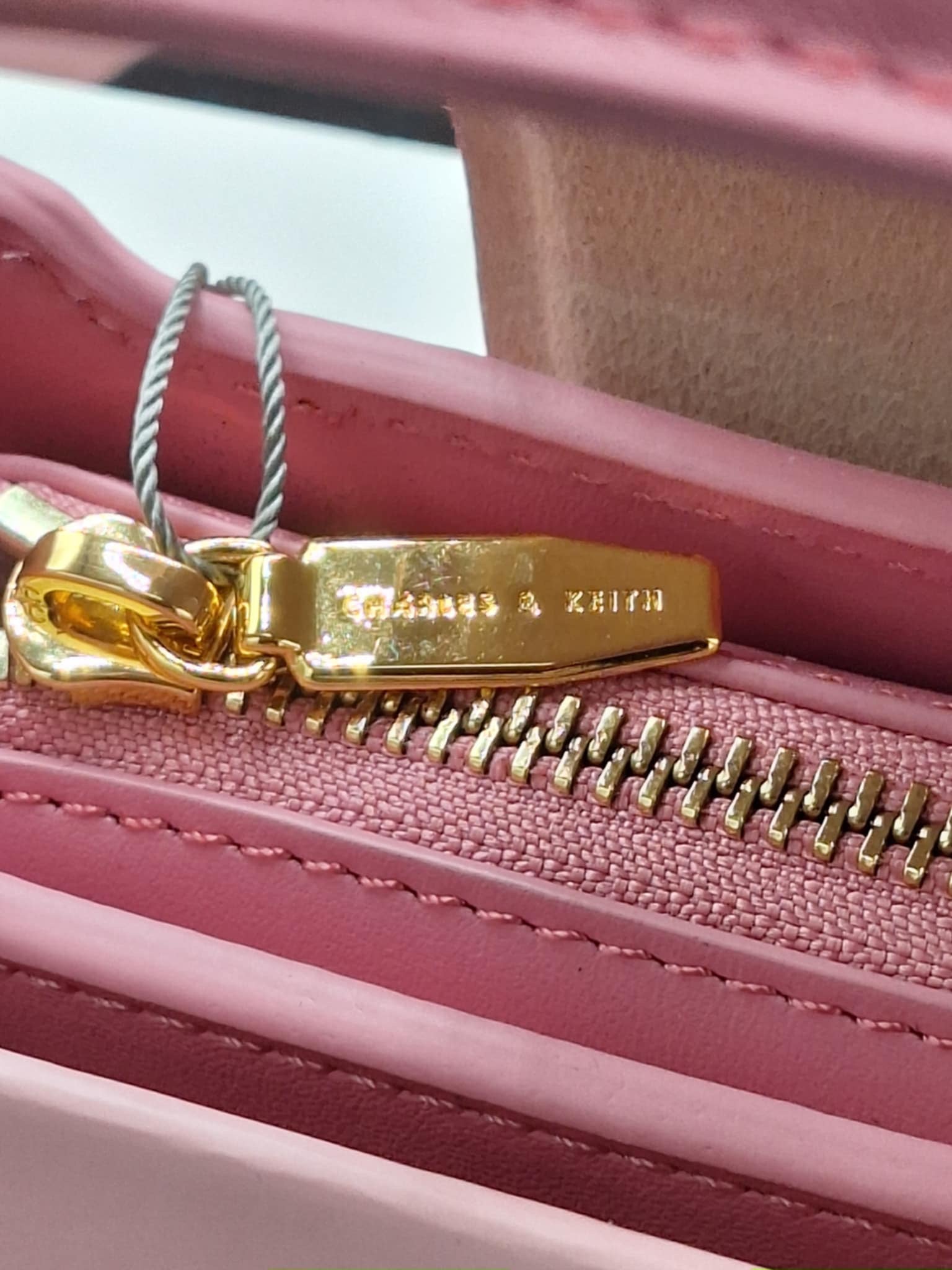 Charles & Keith Koa Leather Push-Lock Top Handle Bag Pink