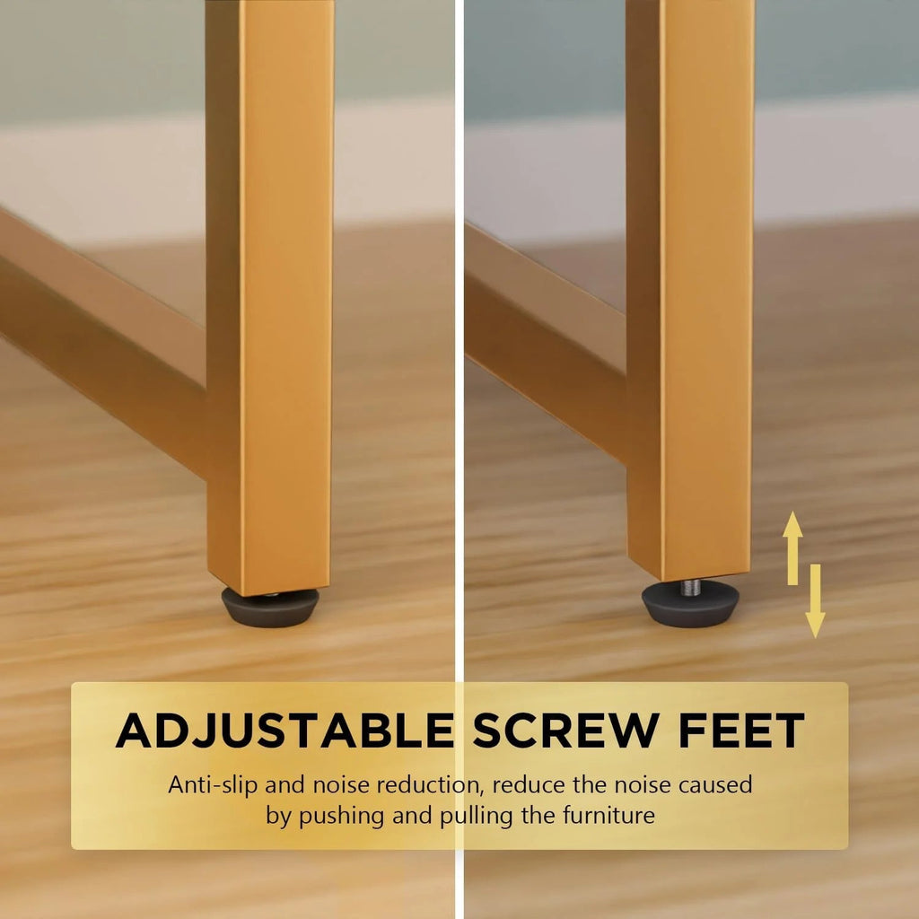 48" Computer Desk | Wood Top & Gold Metal Frame | Home Office & Gaming