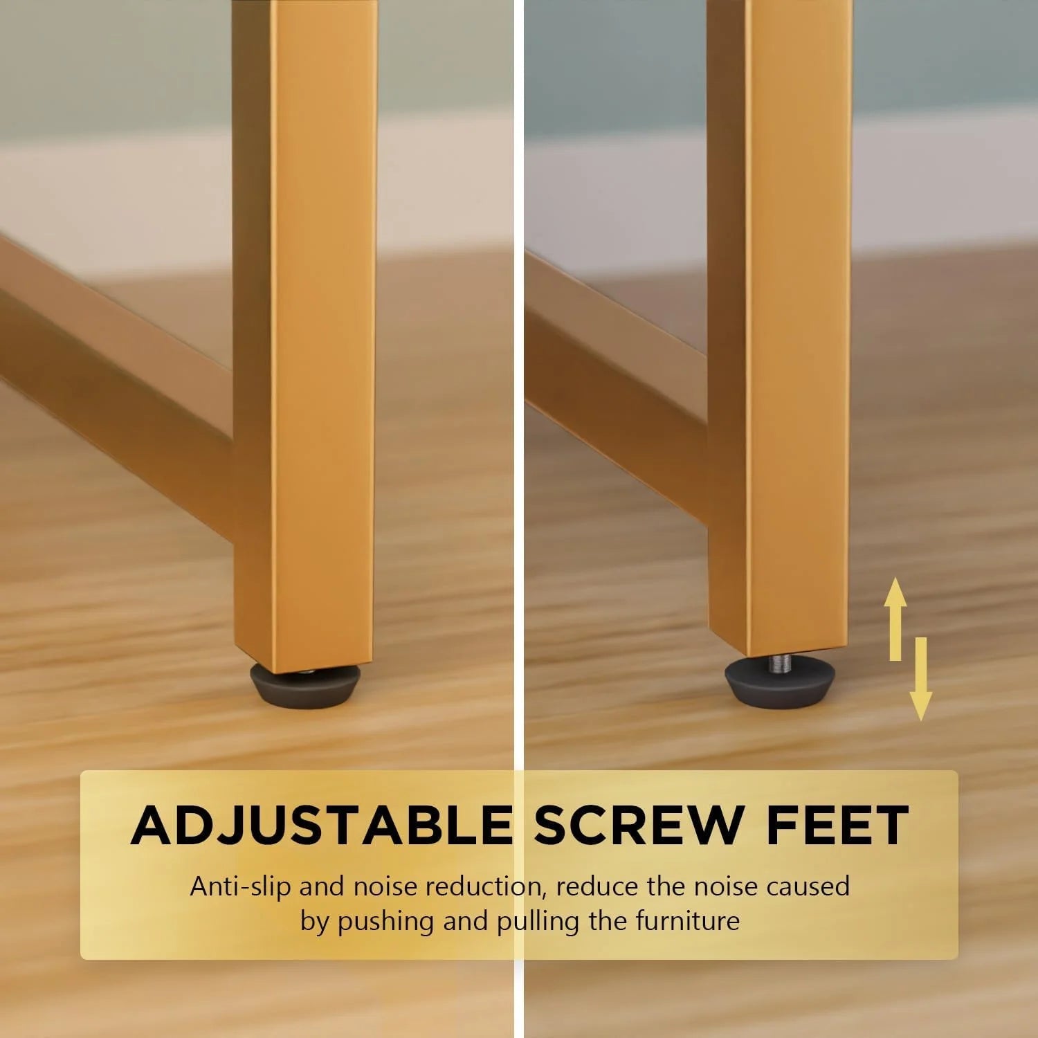 48" Computer Desk | Wood Top & Gold Metal Frame | Home Office & Gaming