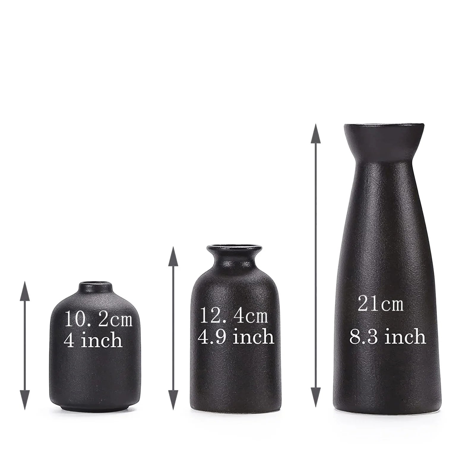 Modern Ceramic Vase Set – 3 Piece, Black
