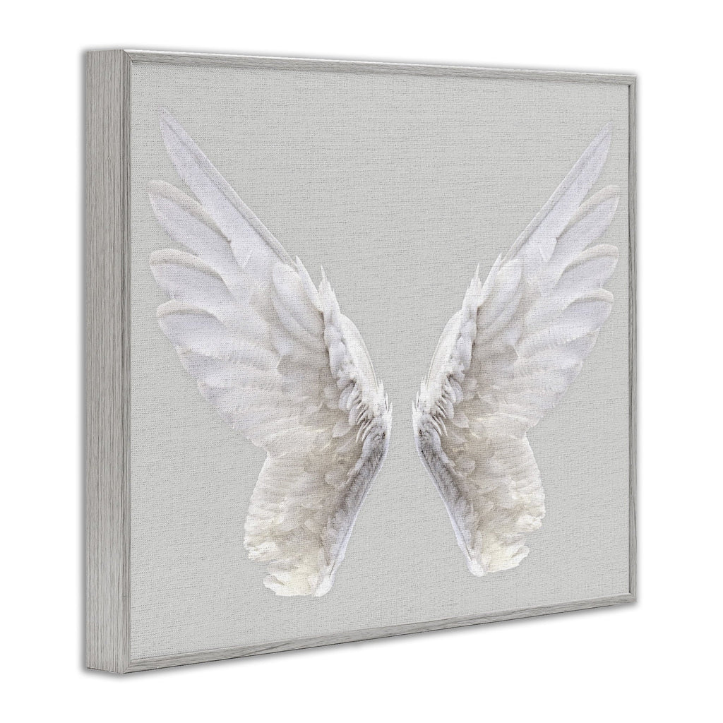Elevate Your Space with the Industries Angel Wings Grey Framed Religious Painting - 11 x 14 Canvas Art Print