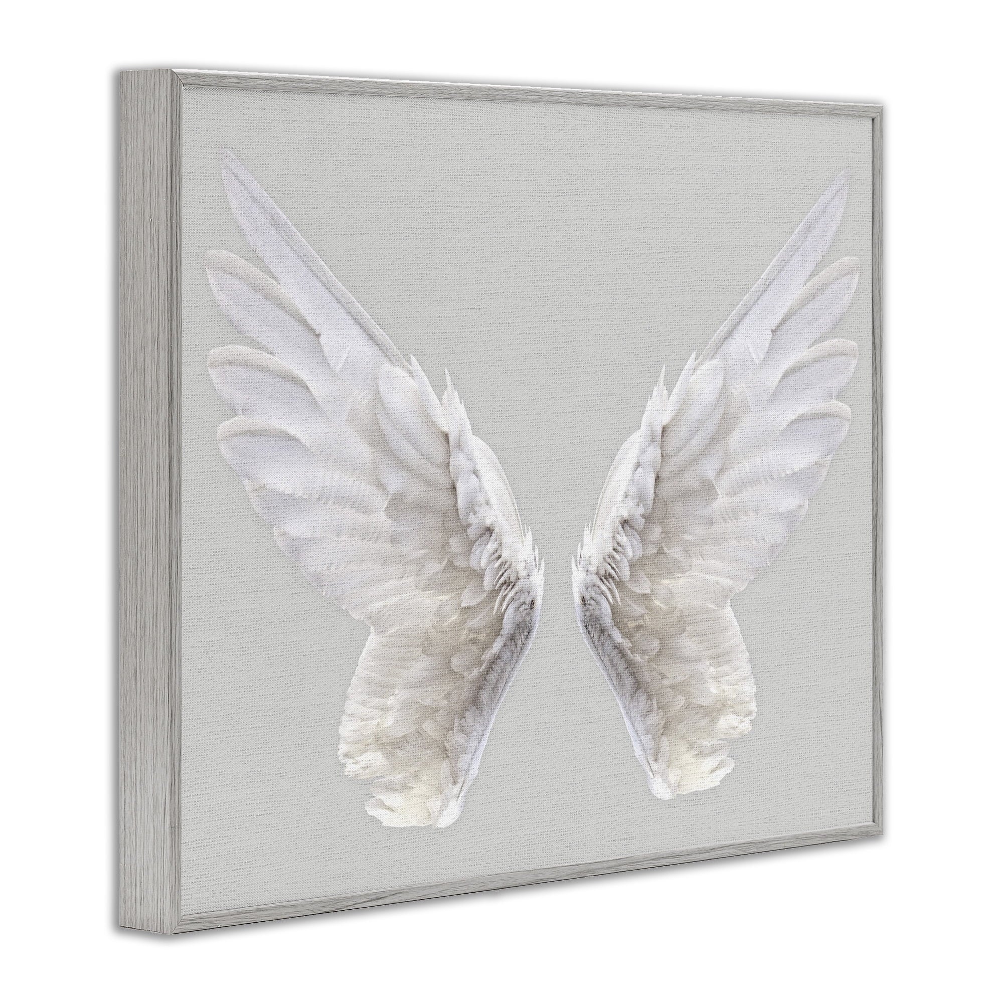 Elevate Your Space with the Industries Angel Wings Grey Framed Religious Painting - 11 x 14 Canvas Art Print