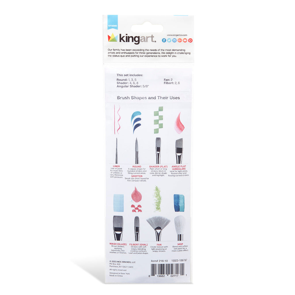 Studio Mixed Media Gold Nylon Brush Set - 10 pc