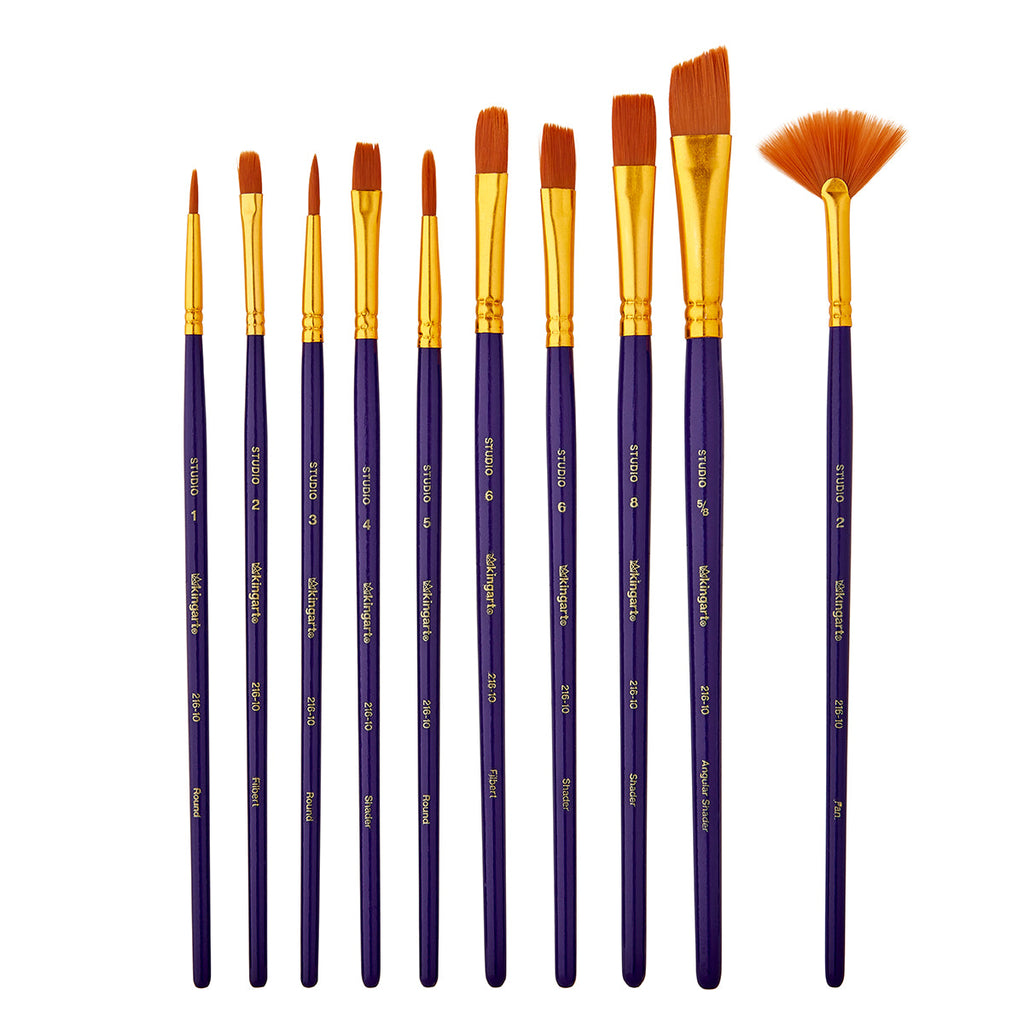 Studio Mixed Media Gold Nylon Brush Set - 10 pc