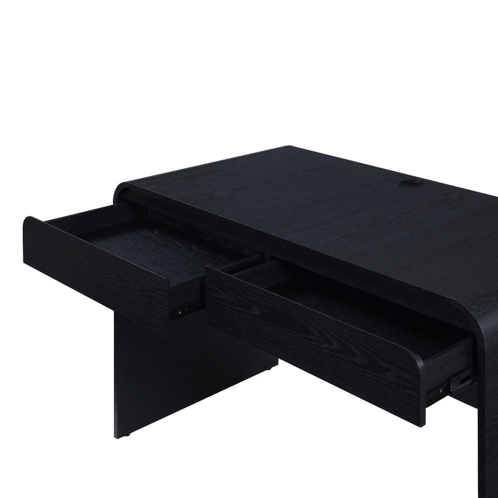 Juliet Curved Desk with Storage – Black Finish