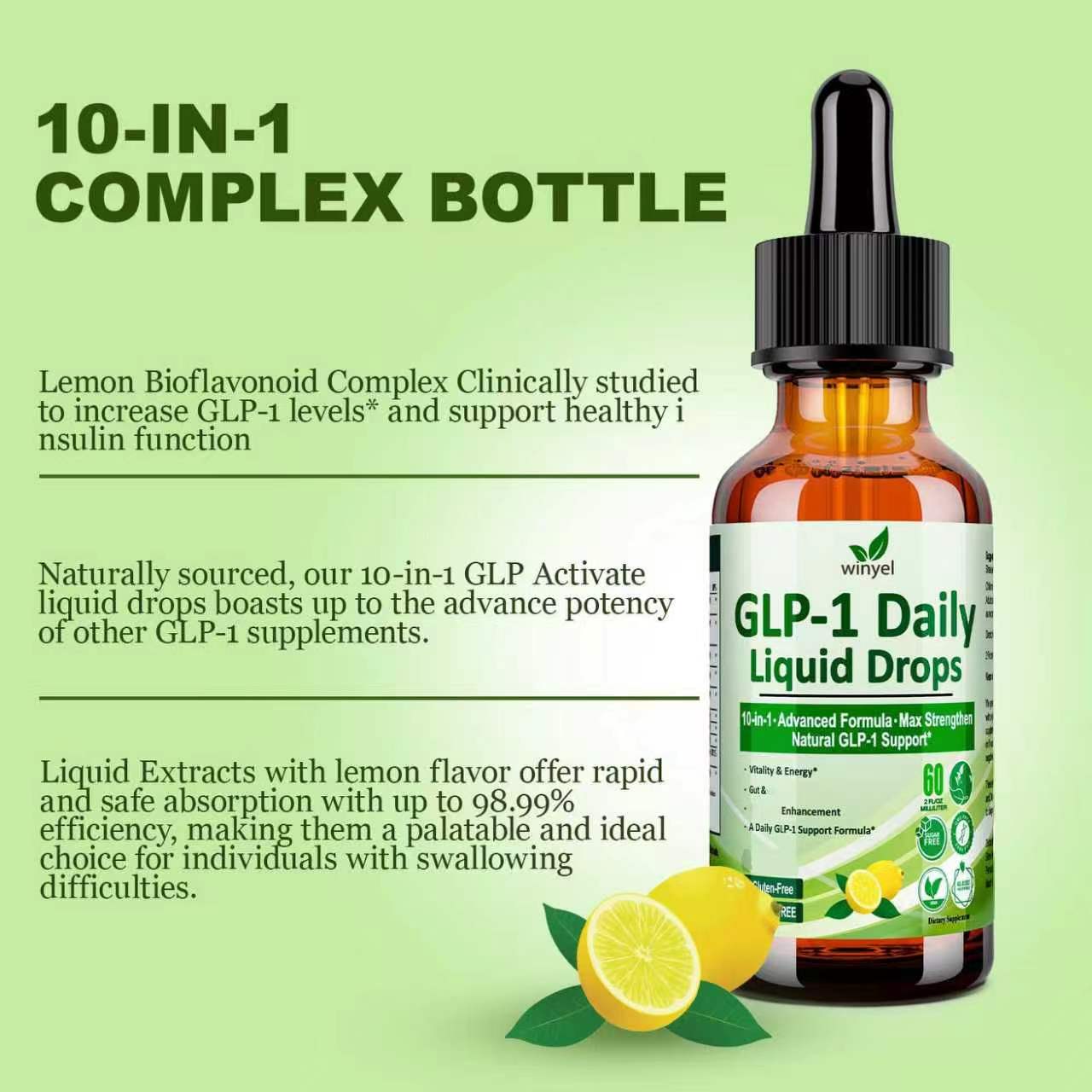 10-in-1 GLP-1 Support Liquid Drops 60 ml | Berberine, Ceylon Cinnamon & Green Tea | Metabolism & Appetite Control | Women & Men