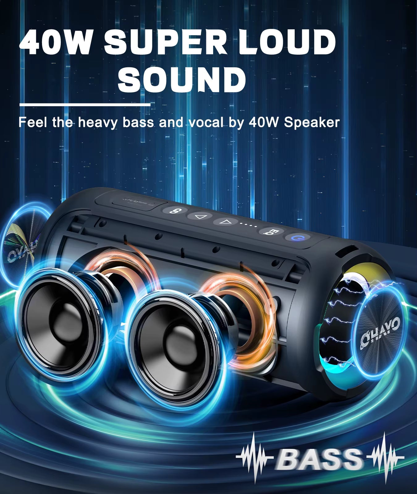 Ortizan 40W Portable Bluetooth Speaker with IPX7 Waterproof Design for Ultimate Portability