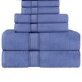 6-Piece Blue Towel Set - 100% Ringspun Cotton, Soft and Highly Absorbent - Includes 2 Bath Towels, 2 Hand Towels, and 2 Washcloths - Quick Dry, Durable, and Luxurious Bathroom Essentials