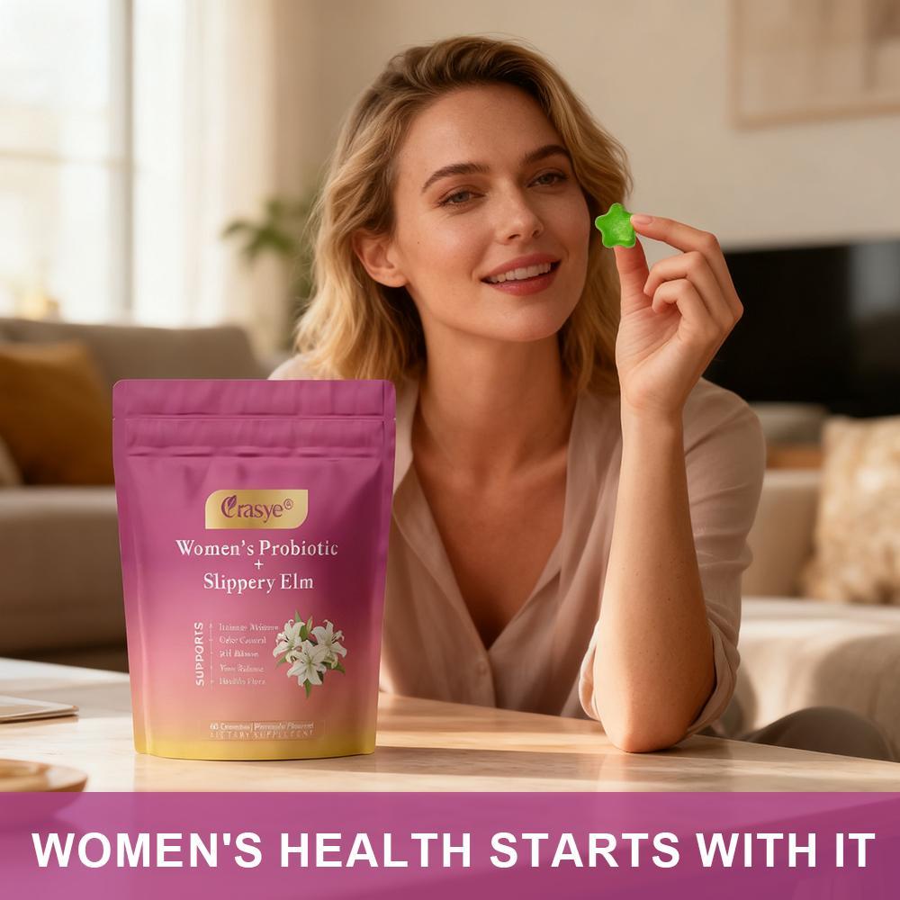 Women's Probiotic Intimate Gummies 60 Count | Slippery Elm | pH Balance, Odor Control & Yeast Balance | Pineapple Flavor