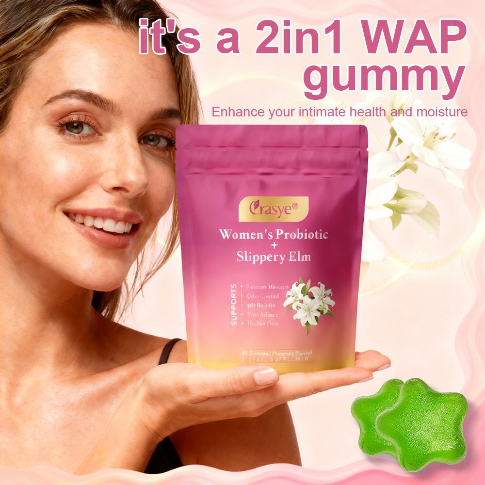 Women's Probiotic Intimate Gummies 60 Count | Slippery Elm | pH Balance, Odor Control & Yeast Balance | Pineapple Flavor