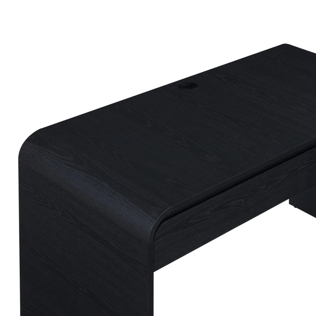 Juliet Curved Desk with Storage – Black Finish