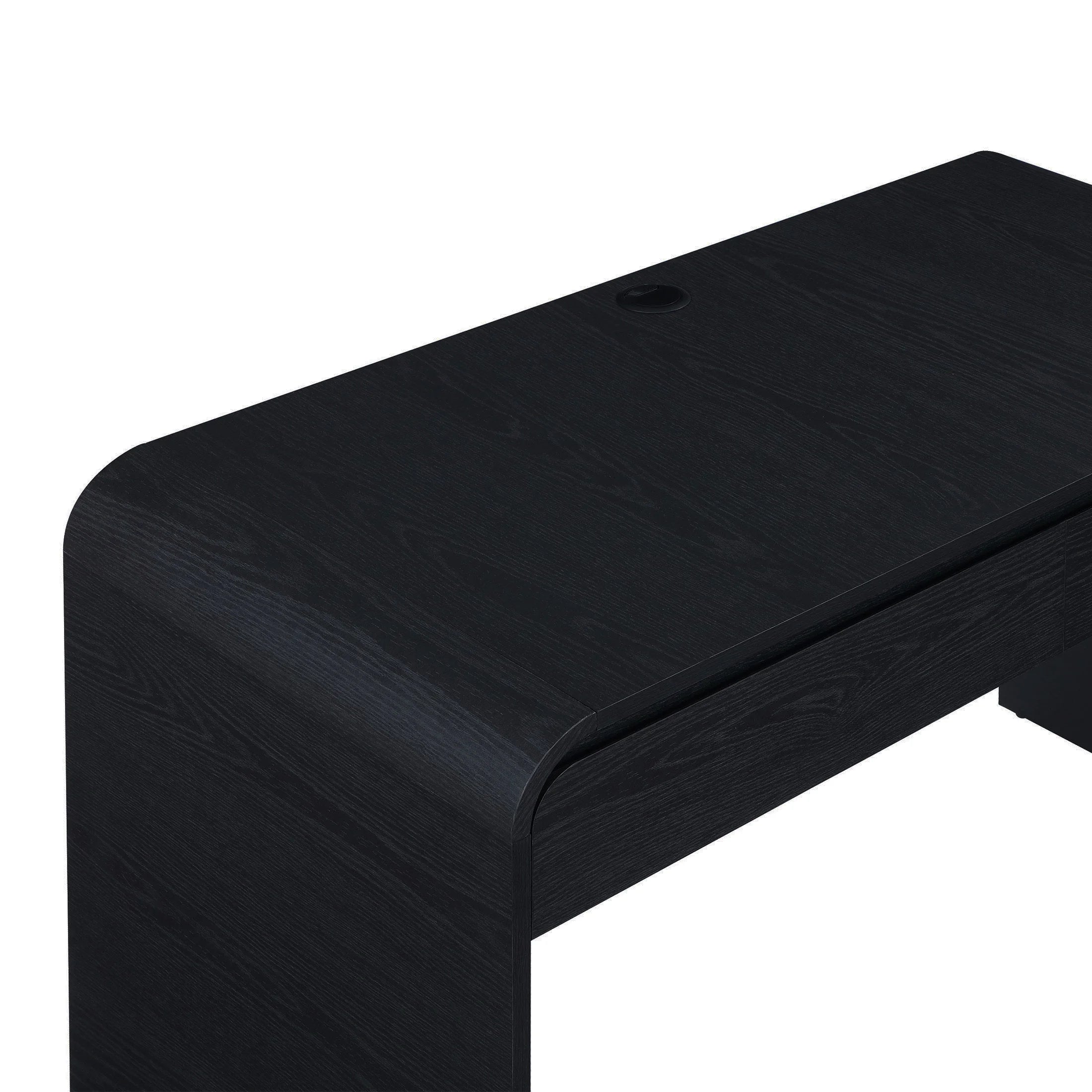 Juliet Curved Desk with Storage – Black Finish