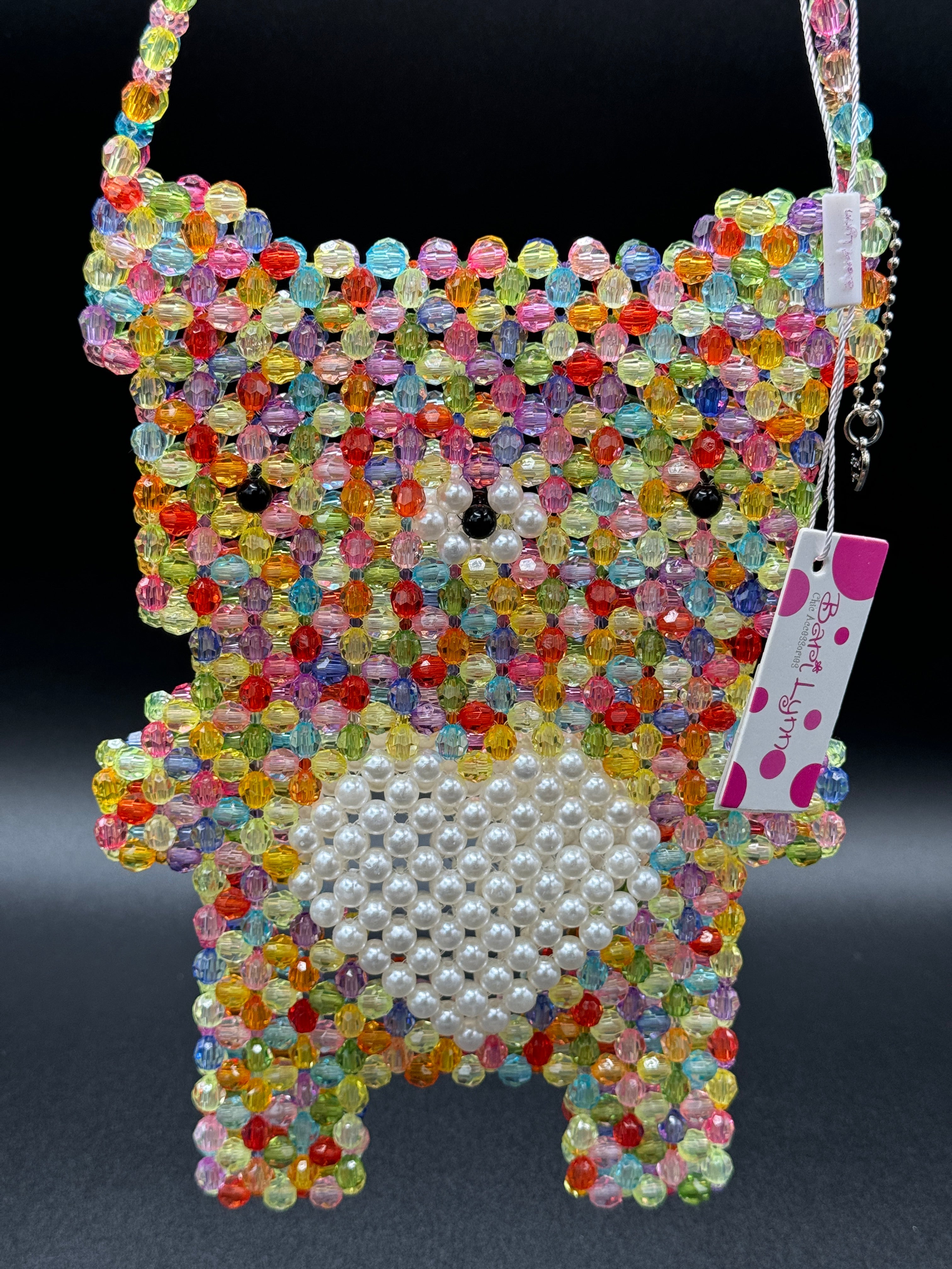 Bari Lynn Girls Rainbow Beaded Gummy Bear Bag