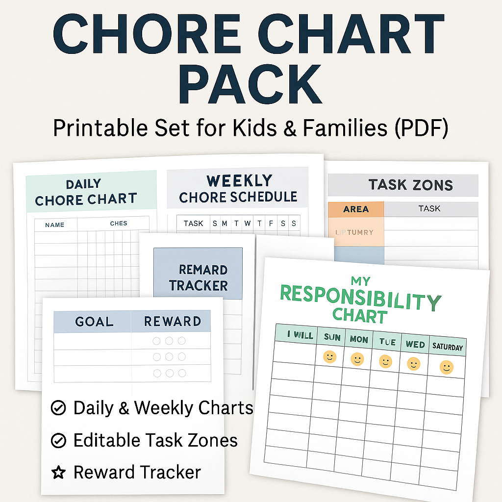 Chore Chart Pack – Printable Set for Kids & Families (PDF)