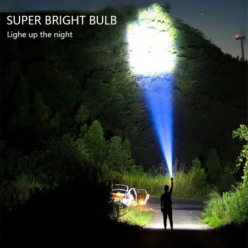 5LED High Power Rechargeable Camping Flashlight with Side Light - 3 Lighting Modes for Outdoor Adventures