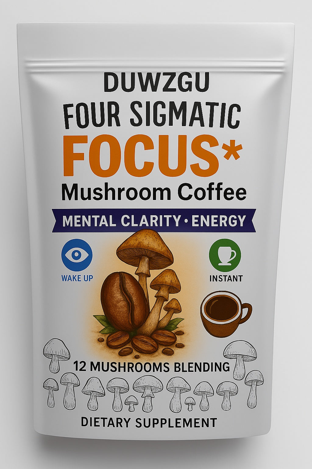 Instant Mushroom Coffee Blend 180g | 12 Mushrooms | Mental Clarity & Energy | Dietary Supplement