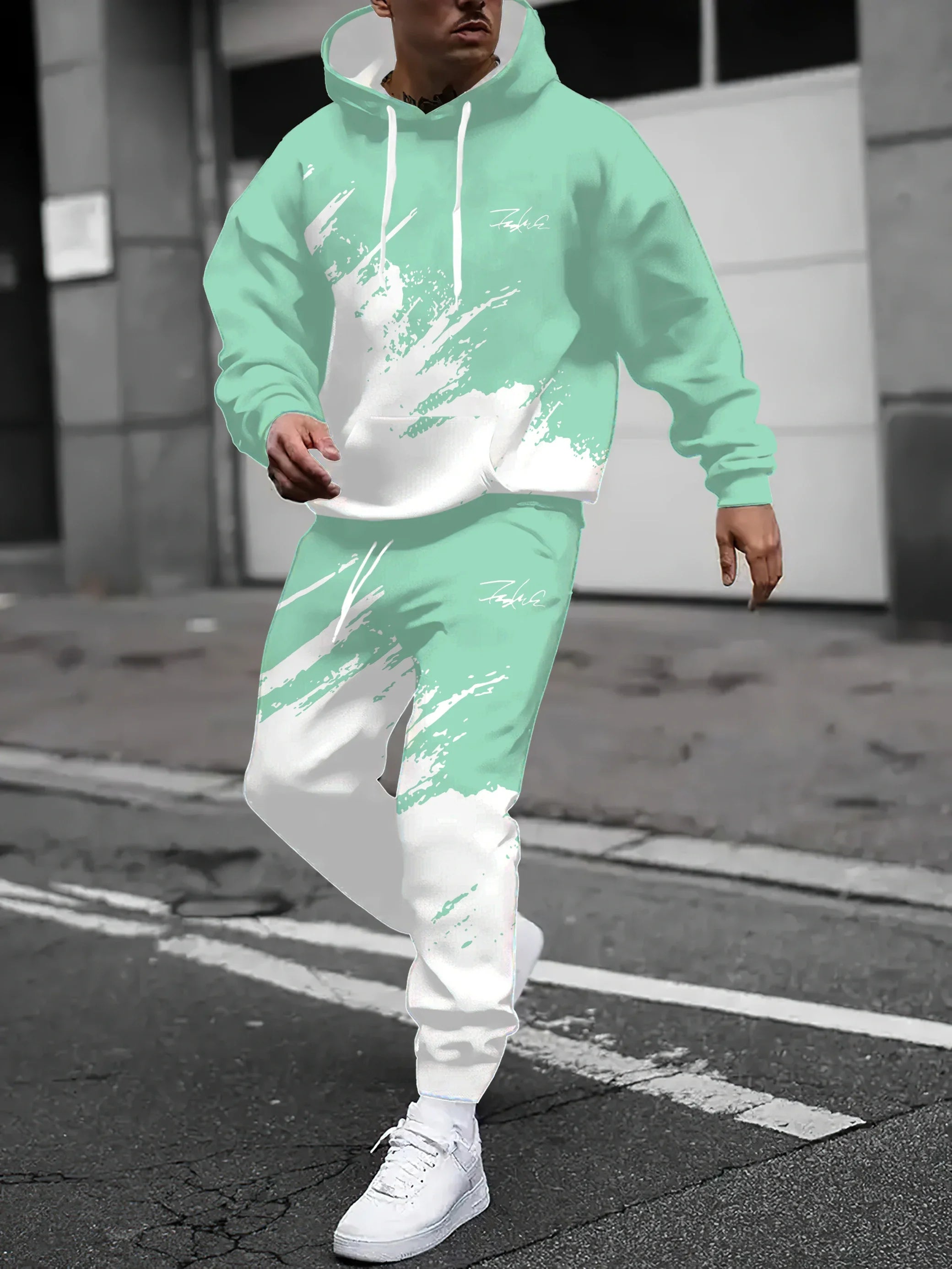 2025 Spring and Autumn, New Men hoodie set casual roller skating, 3D printed street men wear.