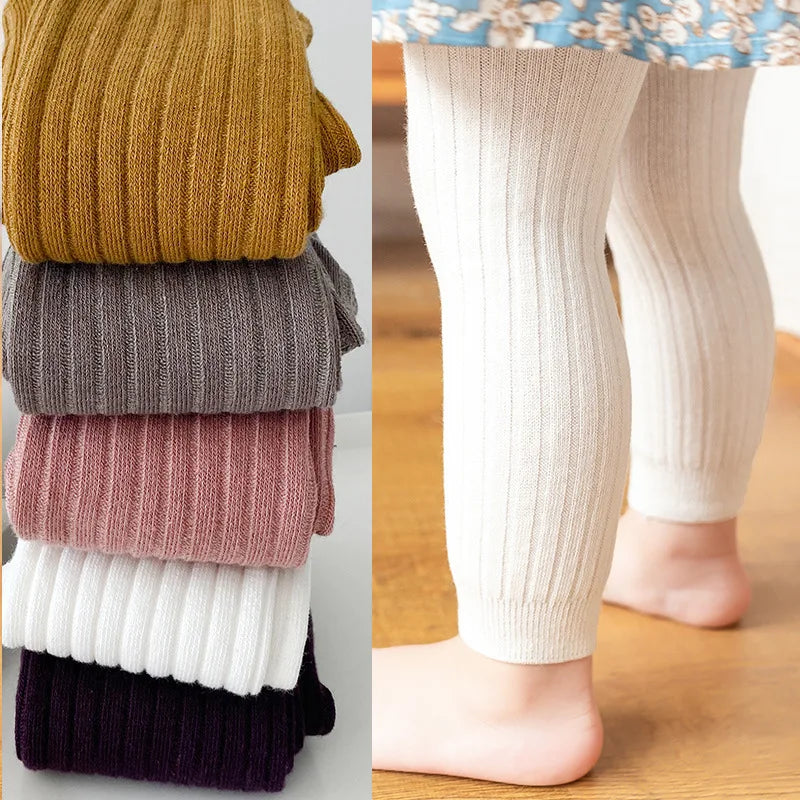 1-6 Years Girls Toddler Baby Basic Ribbed Sweater and Leggings, Footless Tights.