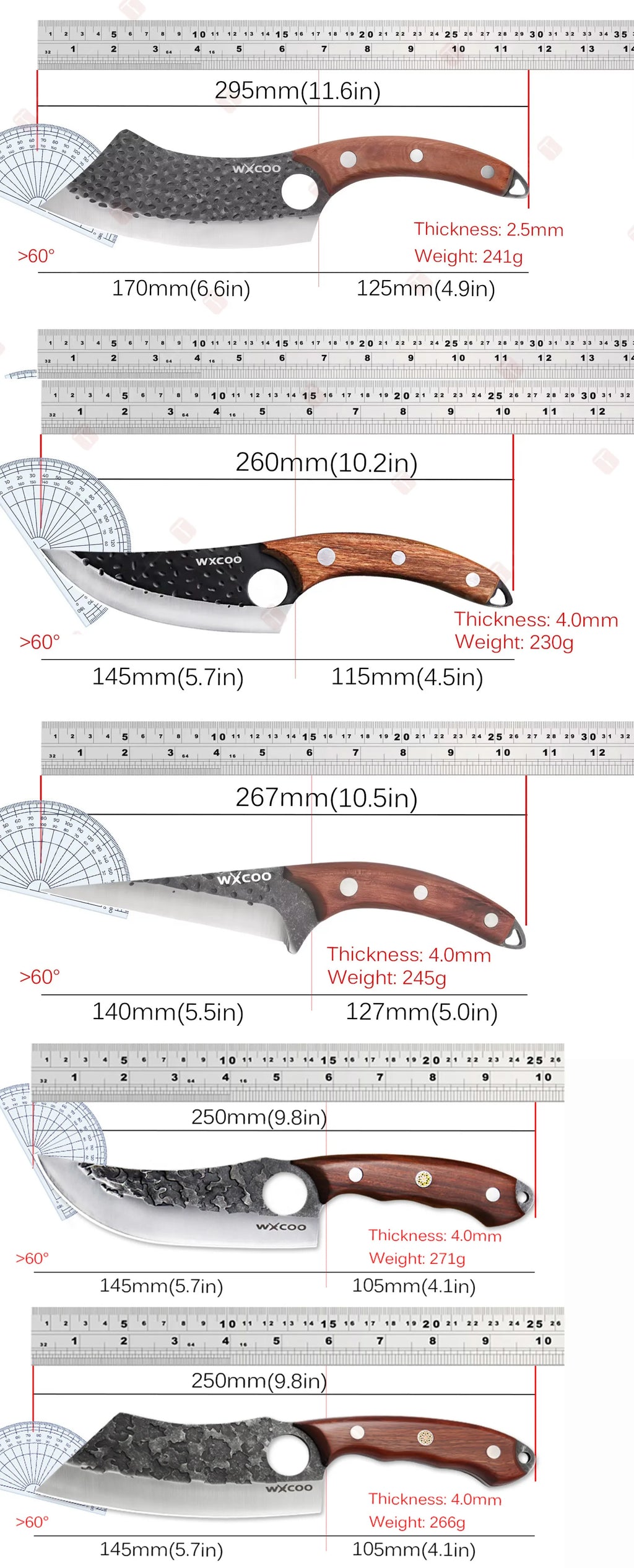 Professional Kitchen Forged Knife BBQ Cooking Chef Knives Wooden Handle Meat Cleaver Fruit Cutter Boning Knife Kitchen Supplies
