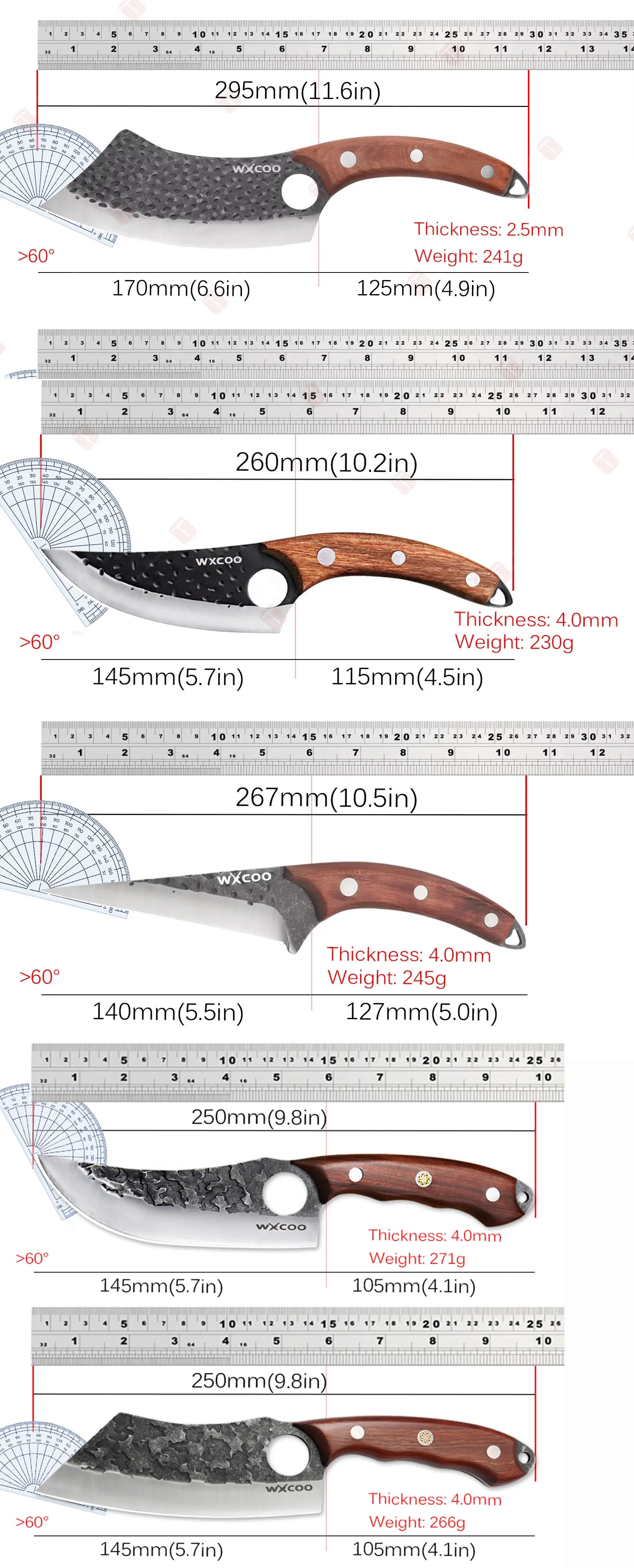 Professional Kitchen Forged Knife BBQ Cooking Chef Knives Wooden Handle Meat Cleaver Fruit Cutter Boning Knife Kitchen Supplies