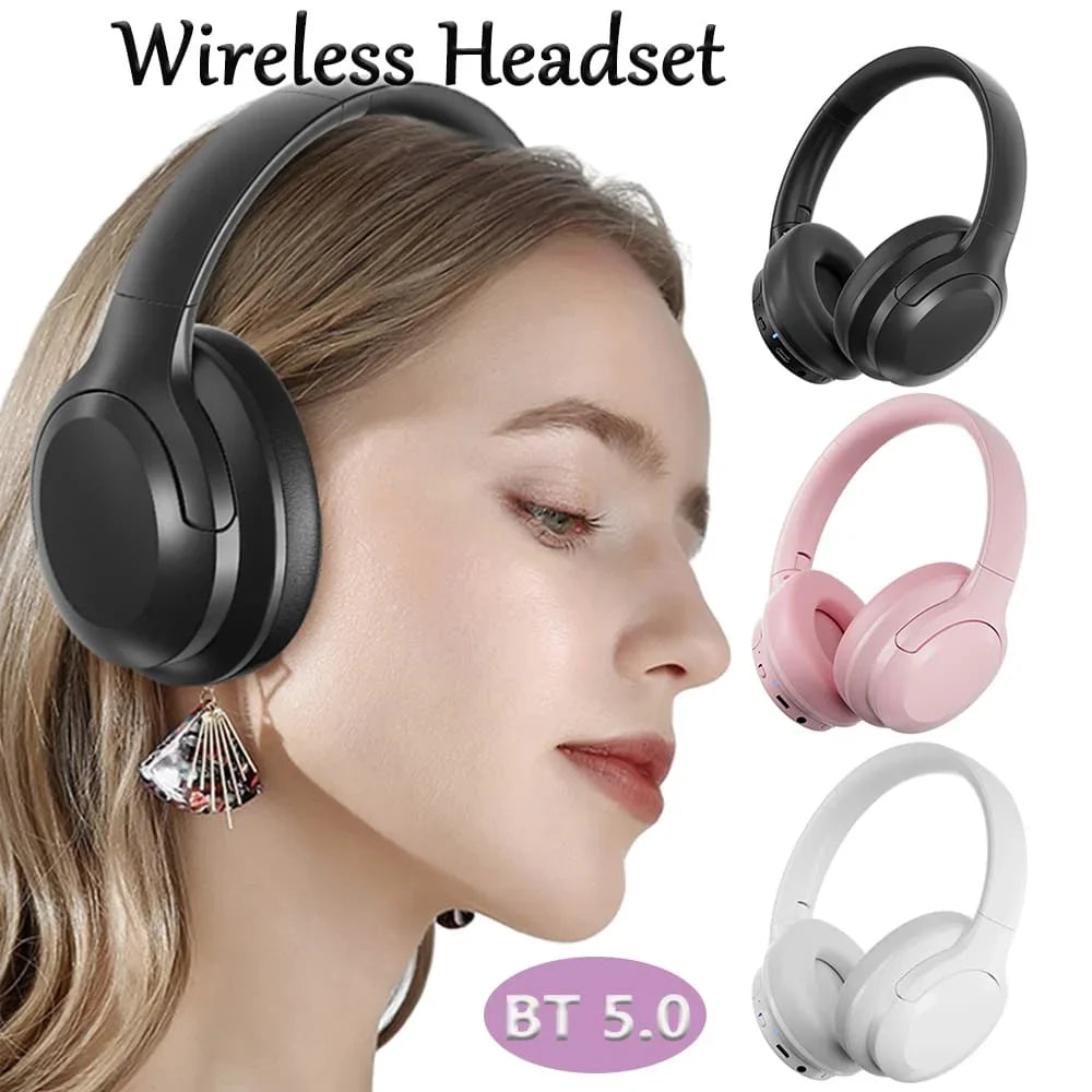 Over-Ear Earphone Noise Reduction stereo Headset Wireless Bluetooth-Compatible 5.0 Headphones 3.5mm Jack Supports Aux for Music
