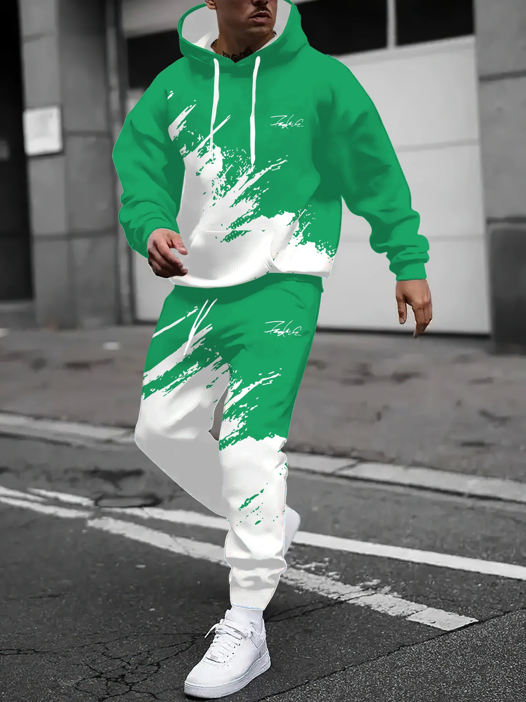 2025 Spring and Autumn, New Men hoodie set casual roller skating, 3D printed street men wear.