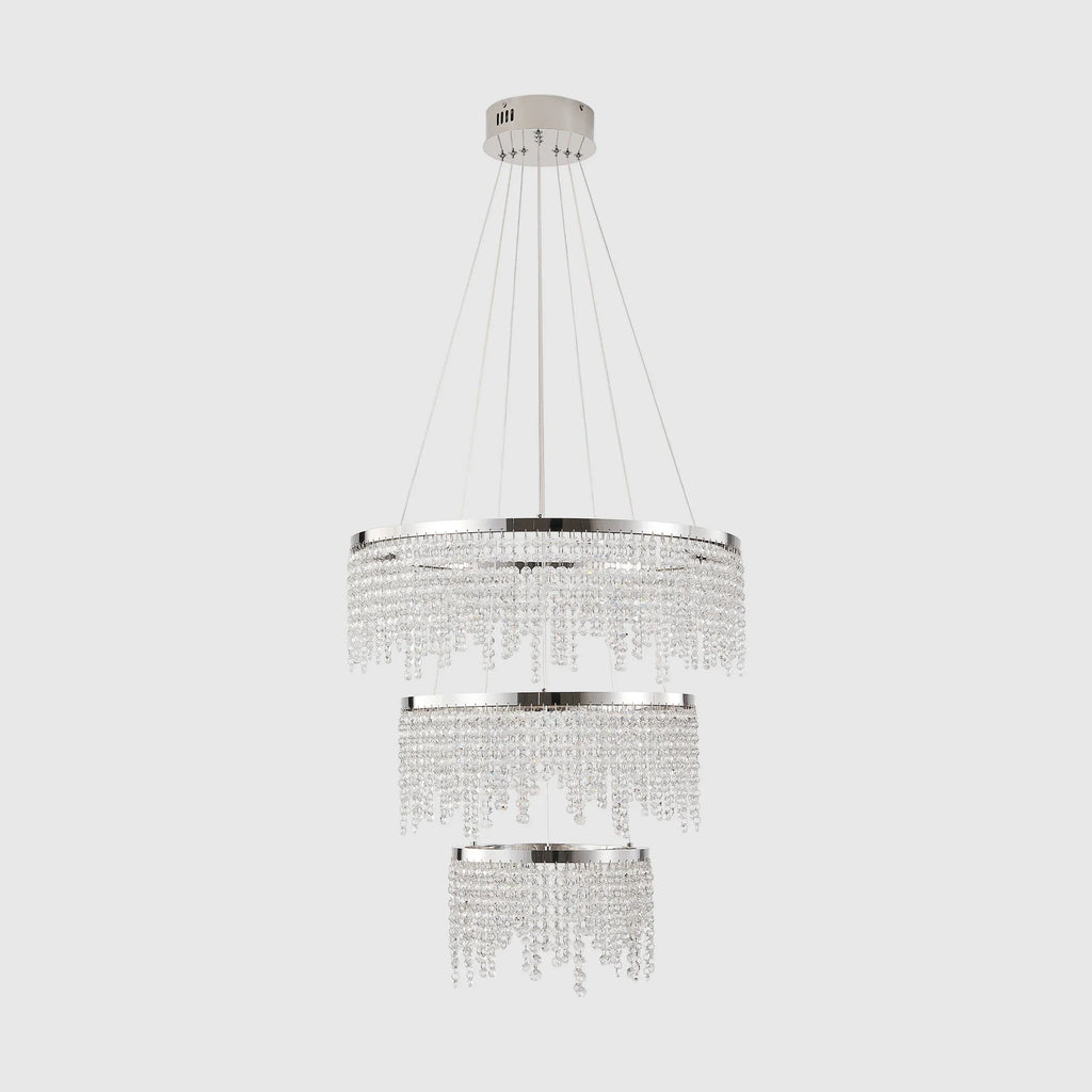 23.6-inch Crystal Chandelier, Dimmable Led Ceiling Lamp, Adjustable Color Temperature 3000K/4000K/6000K, Height Adjustable, Luxury Round Chandelier, Suitable for Living Room, Dining Room, Bedroom.