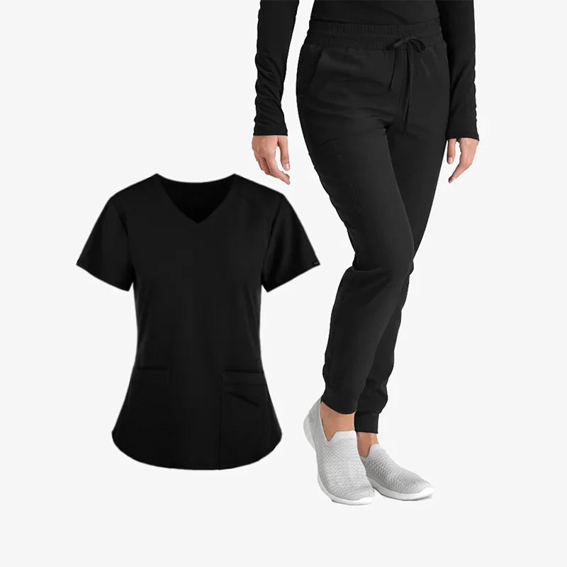 (Four-piece set) Scrubs Uniform Women's, Elastic Sports Nurse Uniform, Breathable Scrub.