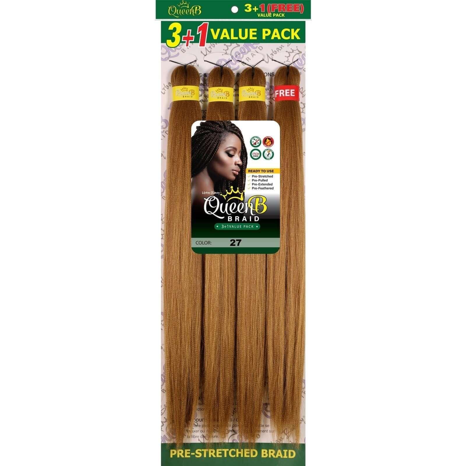 Queen B Pre-Stretched Braiding Hair Value Pack