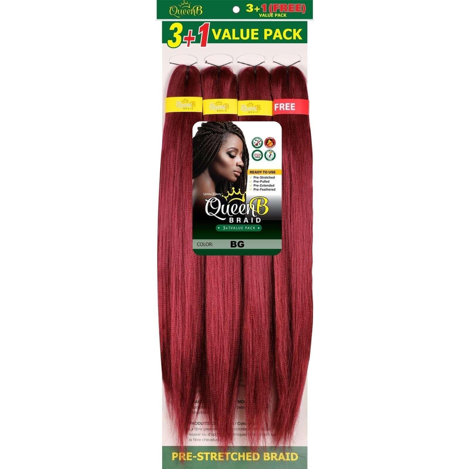 Queen B Pre-Stretched Braiding Hair Value Pack