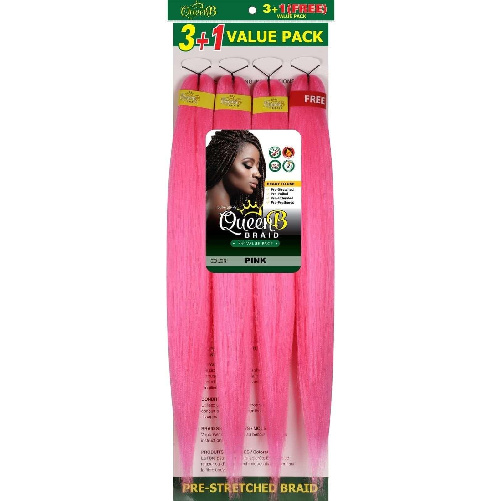 Queen B Pre-Stretched Braiding Hair Value Pack