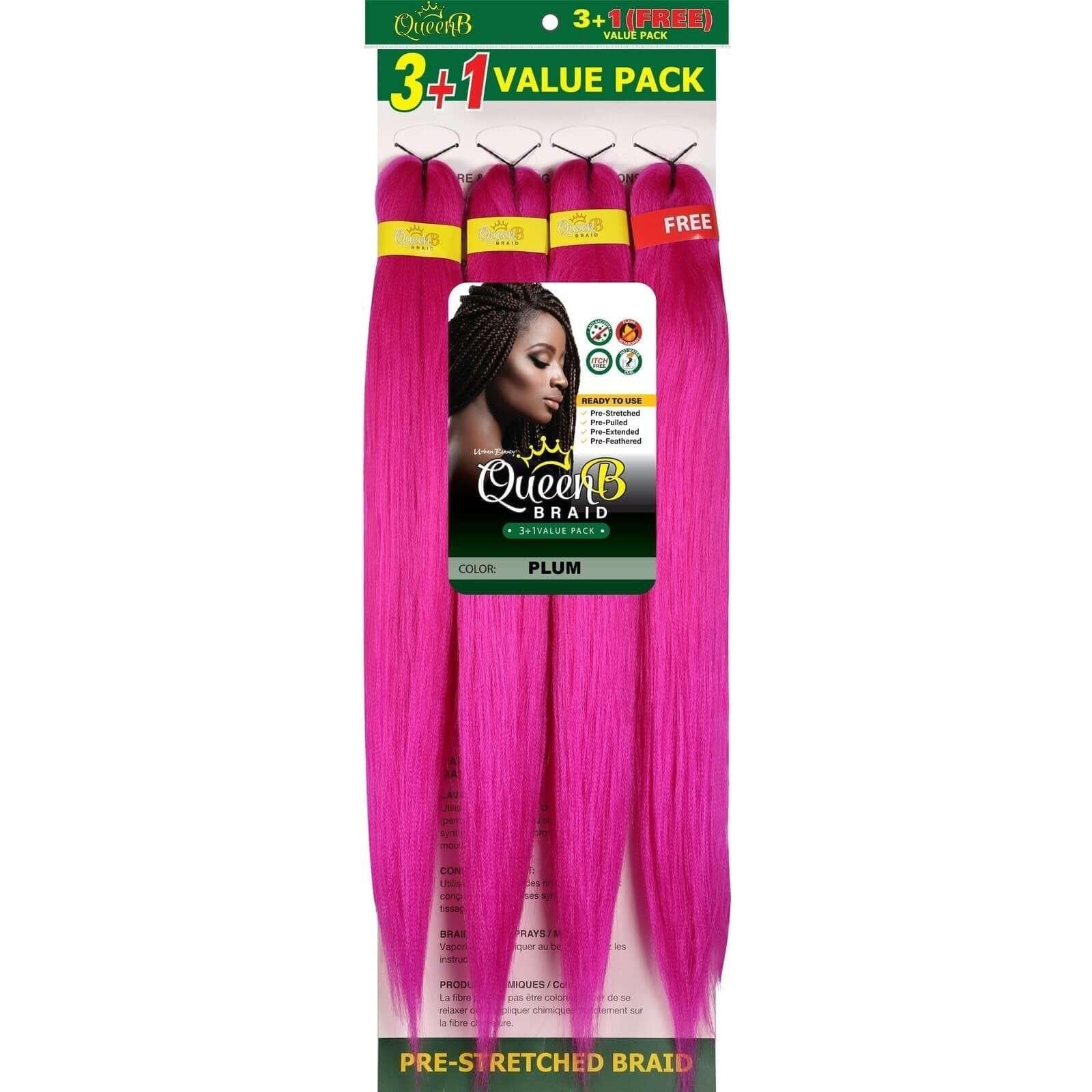 Queen B Pre-Stretched Braiding Hair Value Pack
