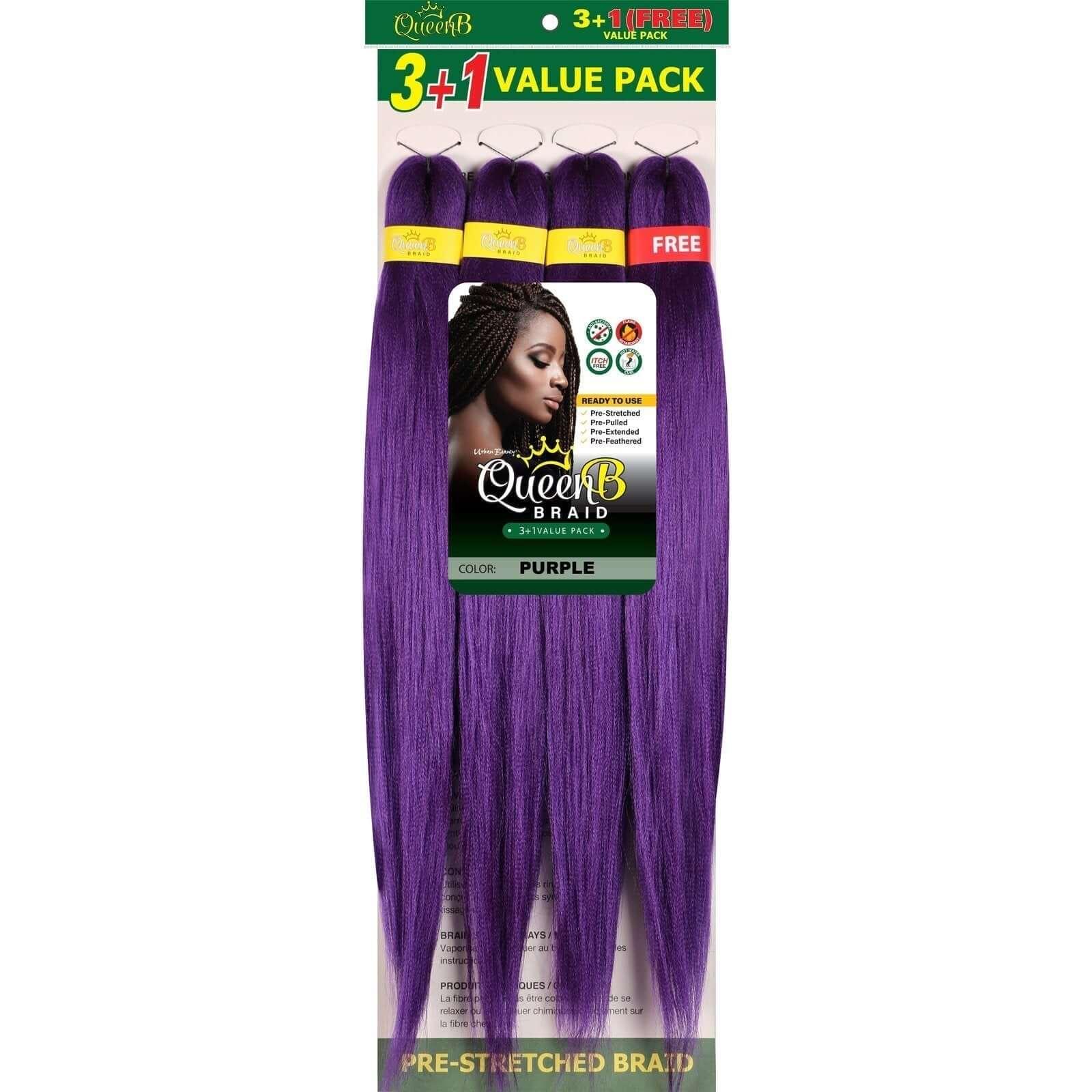 Queen B Pre-Stretched Braiding Hair Value Pack