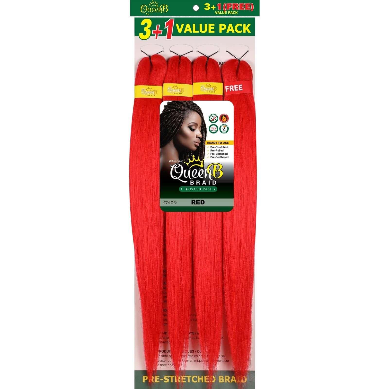 Queen B Pre-Stretched Braiding Hair Value Pack