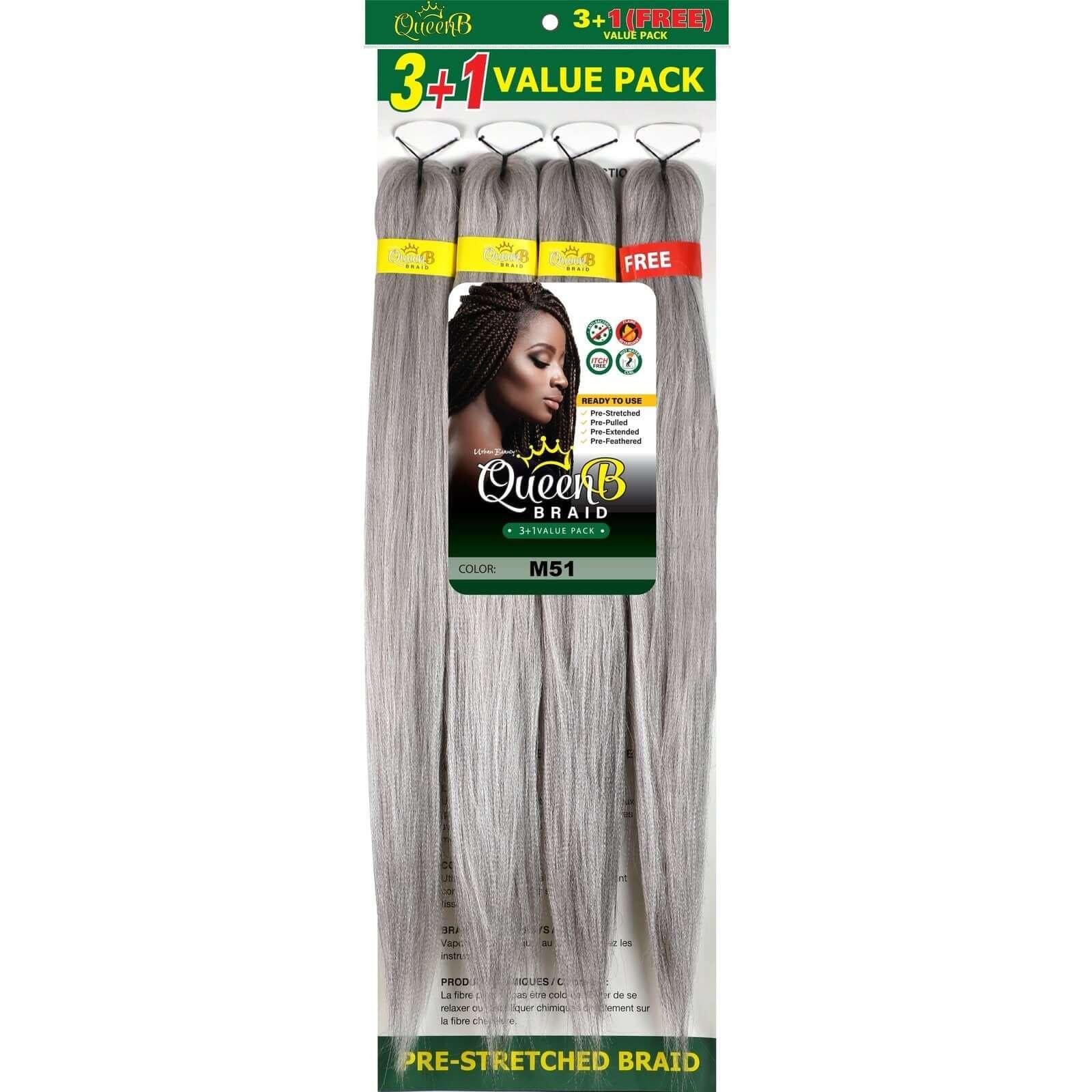 Queen B Pre-Stretched Braiding Hair Value Pack