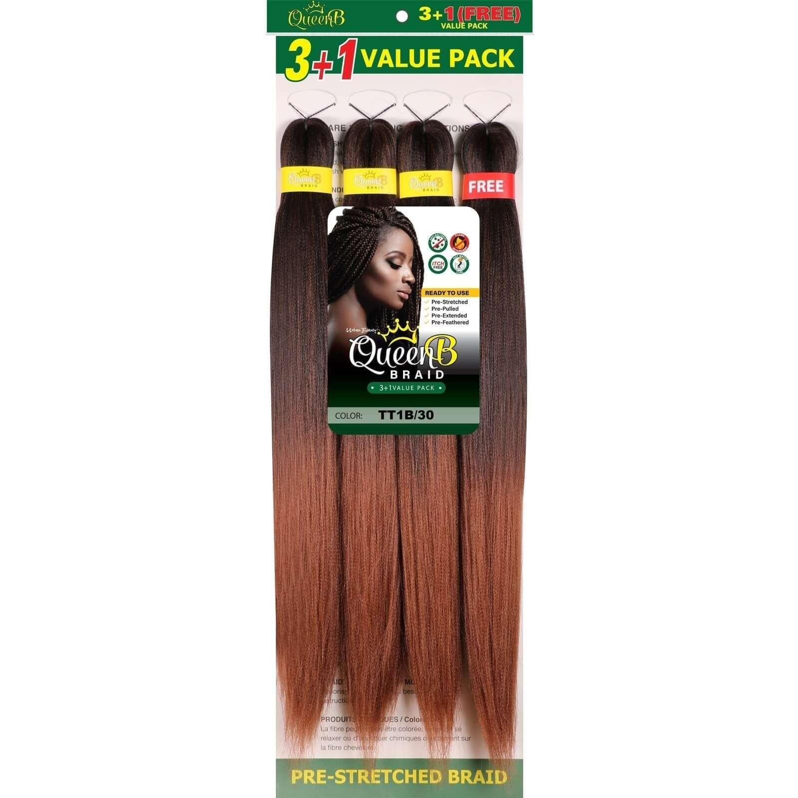 Queen B Pre-Stretched Braiding Hair Value Pack