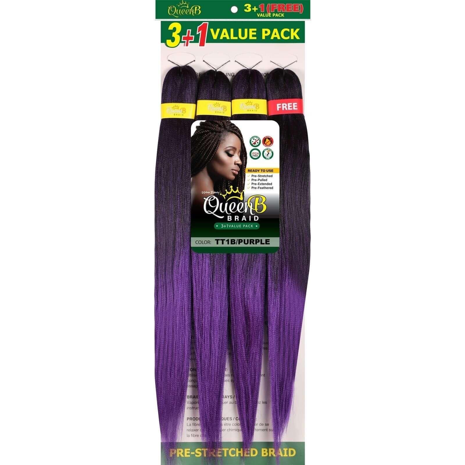 Queen B Pre-Stretched Braiding Hair Value Pack