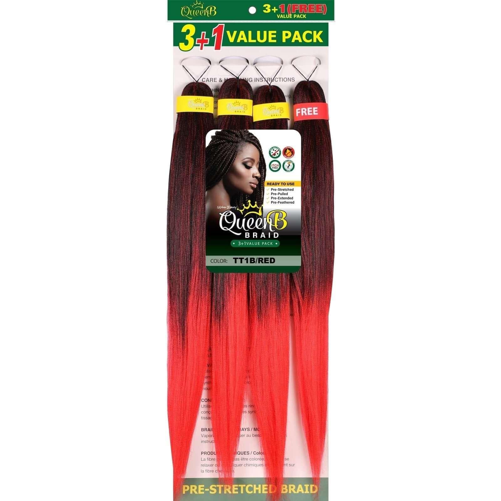 Queen B Pre-Stretched Braiding Hair Value Pack