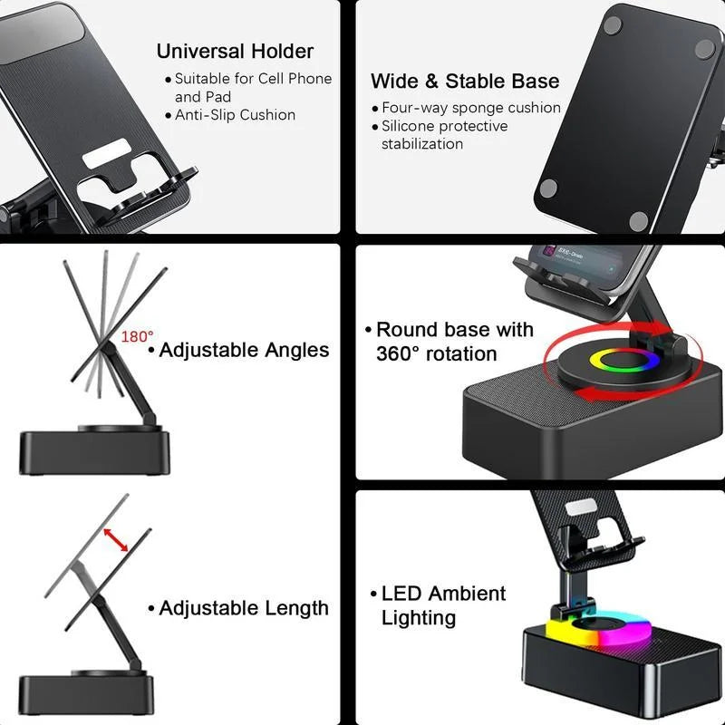 Wireless Audio Bluetooth Speaker Power Bank, 5 in 1 Emergency Charging LEDPhone Holder Festival Gifts for Friend Family