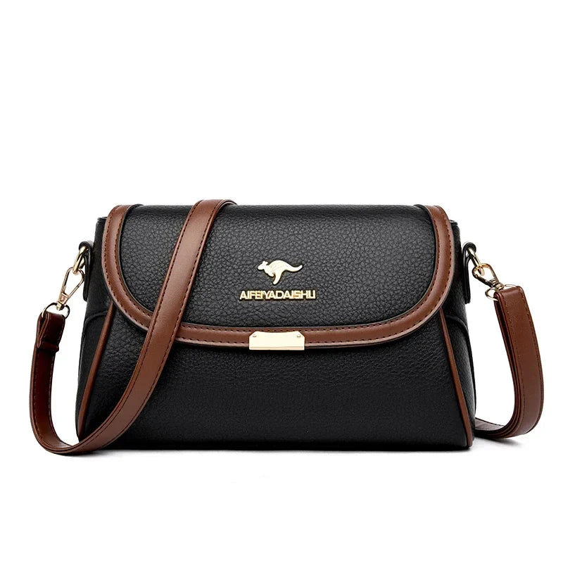 Solid Color High-Quality Leather Small Shoulder Bags | New Messenger Bags with Strap & Designer Crossbody Bag (Sac à Main)