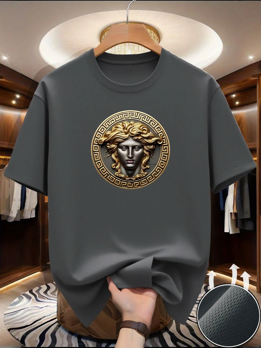 New round Neck Running T-shirt Men Summer Thin Top Art Printing, Quick Dry Short Sleeve Breathable T-shirt.