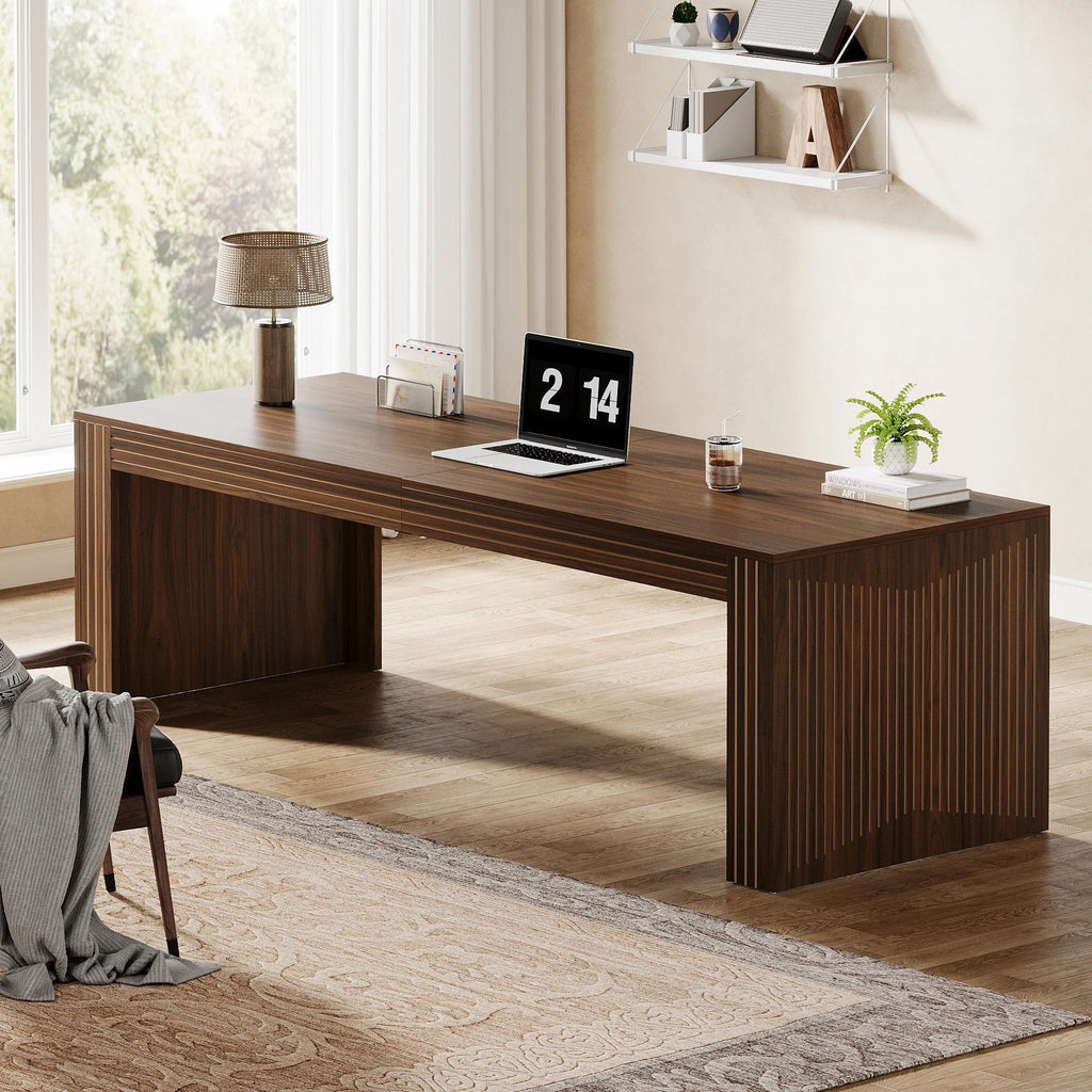 79-Inch Extra Long Desk, Two Person Double Desk for Home Office, Wooden Long Computer Desk.