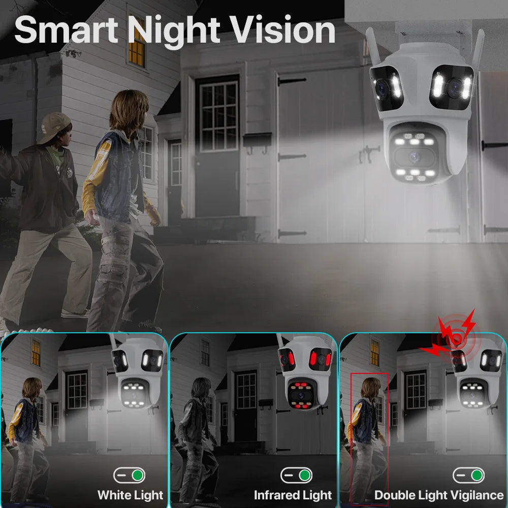 Three Lens 6K High-Def Security Camera for Ultimate Outdoor WiFi Surveillance