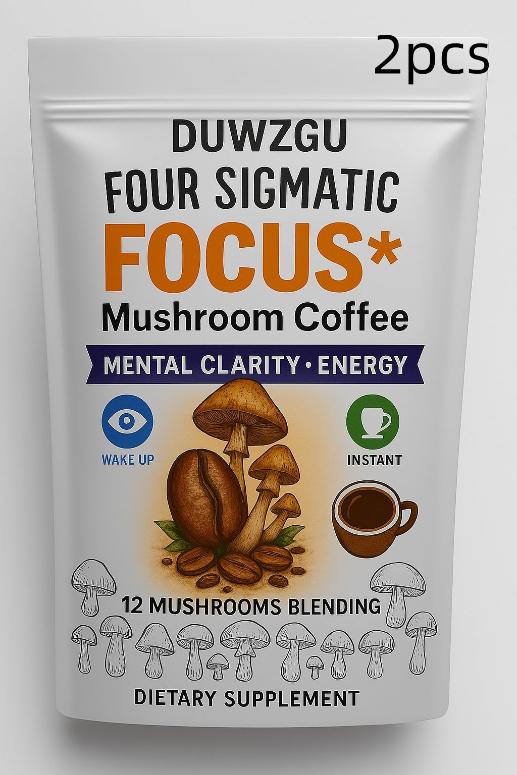 Instant Mushroom Coffee Blend 180g | 12 Mushrooms | Mental Clarity & Energy | Dietary Supplement