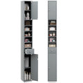 Tall Slim Bathroom Storage Cabinet – Linen Tower with Drawer & Adjustable Shelves, Gray
