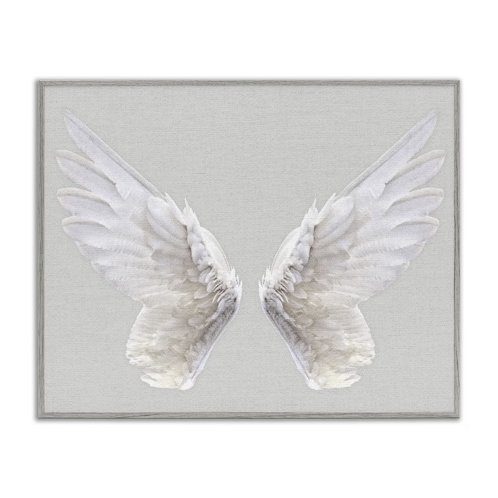 Elevate Your Space with the Industries Angel Wings Grey Framed Religious Painting - 11 x 14 Canvas Art Print