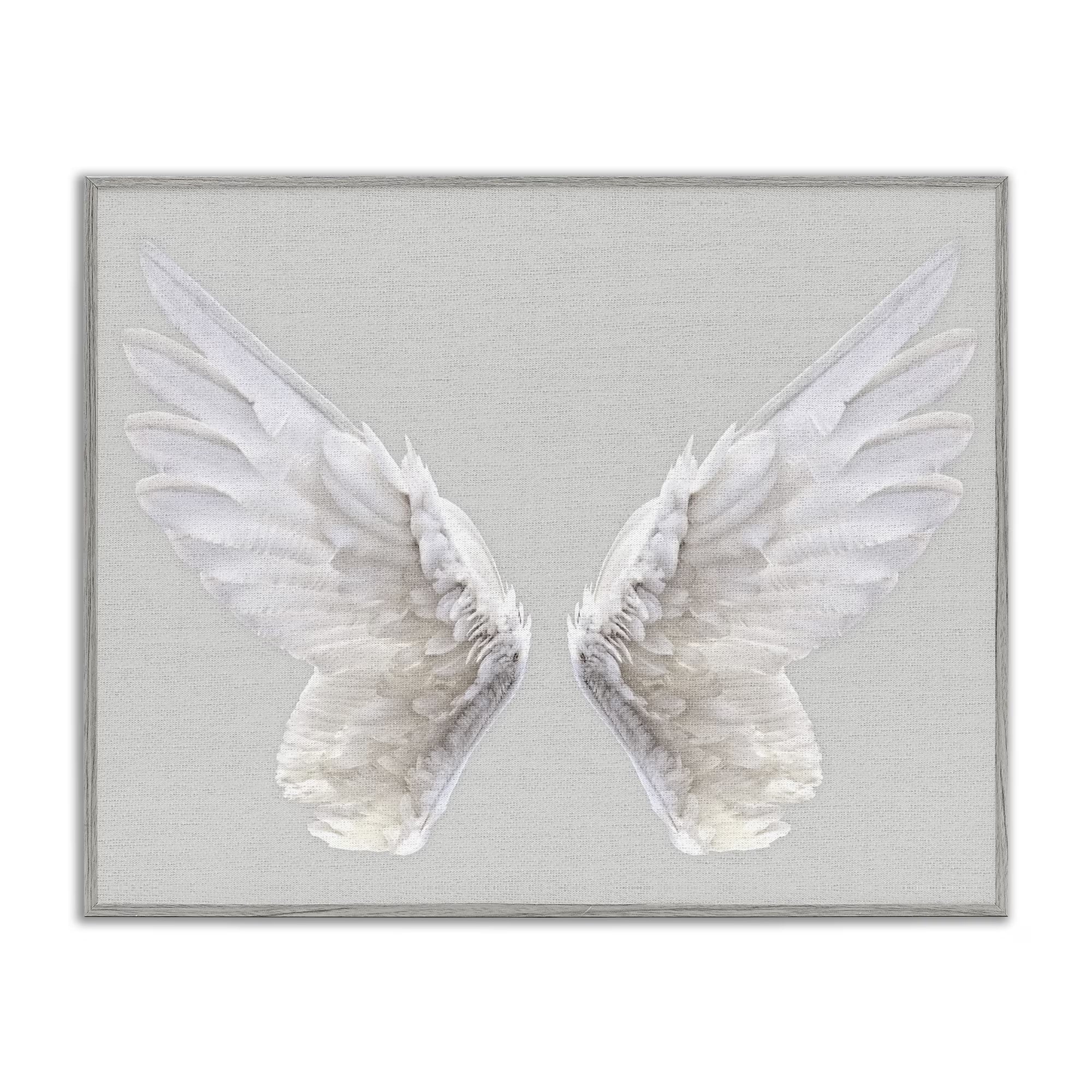 Elevate Your Space with the Industries Angel Wings Grey Framed Religious Painting - 11 x 14 Canvas Art Print