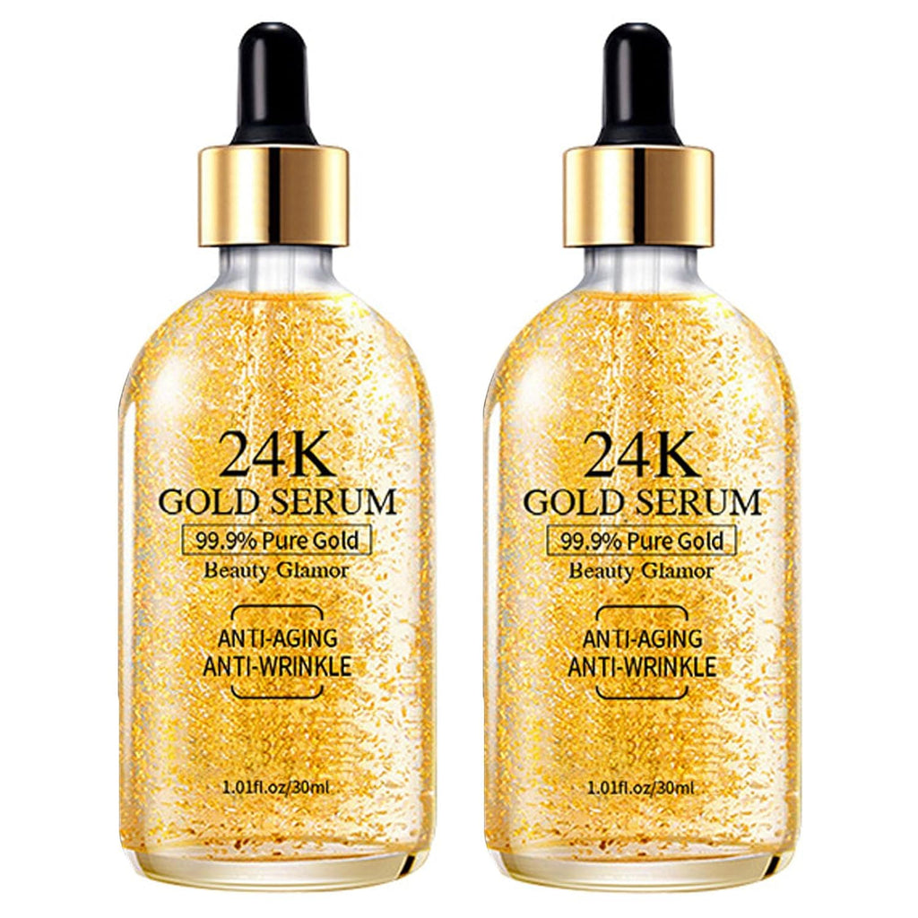 Anti-Wrinkle Vitamin C Face Serum 2 Pack | 24K Gold Collagen Boost | 99.9% Pure Gold | 30ml Each