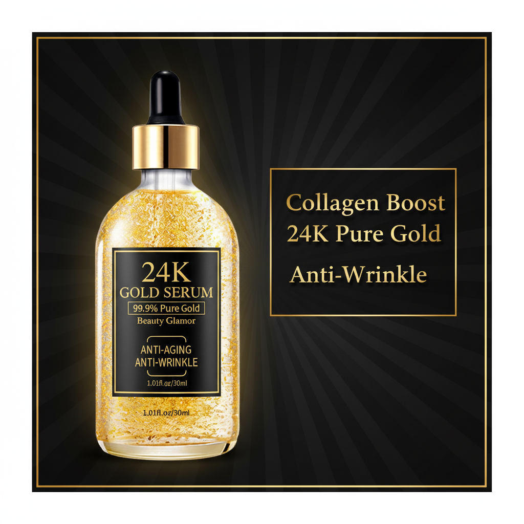 Anti-Wrinkle Vitamin C Face Serum 2 Pack | 24K Gold Collagen Boost | 99.9% Pure Gold | 30ml Each