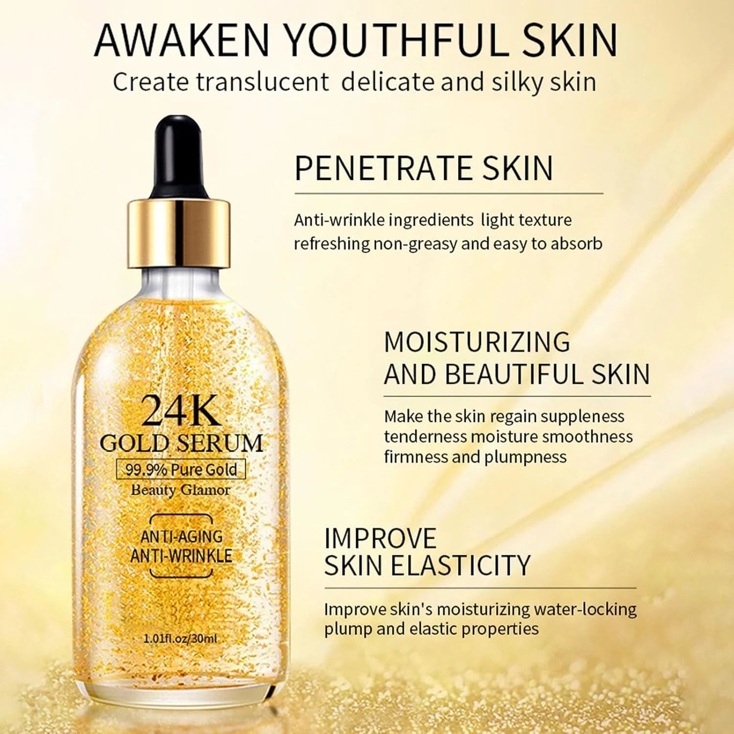 Anti-Wrinkle Vitamin C Face Serum 2 Pack | 24K Gold Collagen Boost | 99.9% Pure Gold | 30ml Each